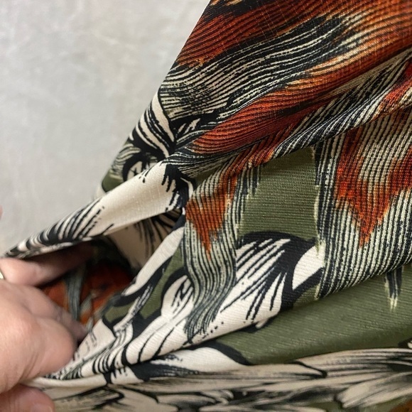 Women’s Plus Size Earth Tone Floral Trapeze Flowy Dress Lace Sleeve‎ Pockets 3X - Picture 11 of 11